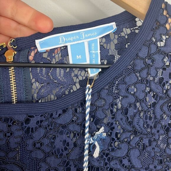 Draper James Nassau Navy Solid Flutter Short Sleeve Dress M NWT - Picture 5 of 9